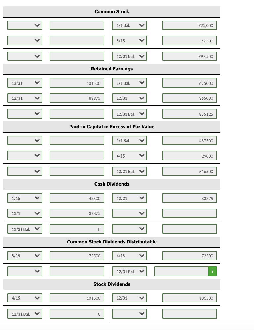 72,500 shares issued and outstanding) $725,000 Paid-in Capital in Excess of Par