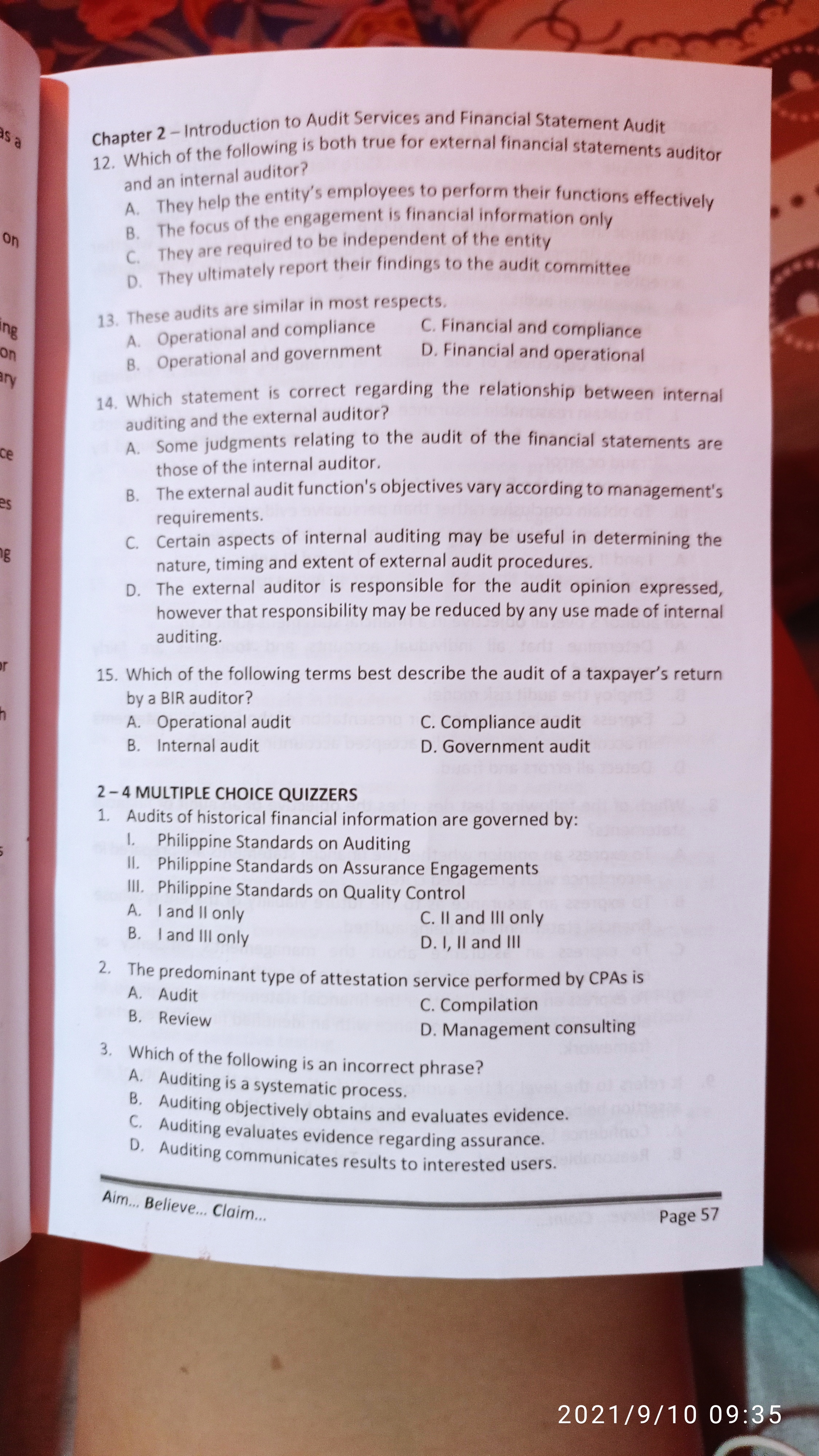  Chapter 2 - Introduction to Audit Services and Financial Statement Audit