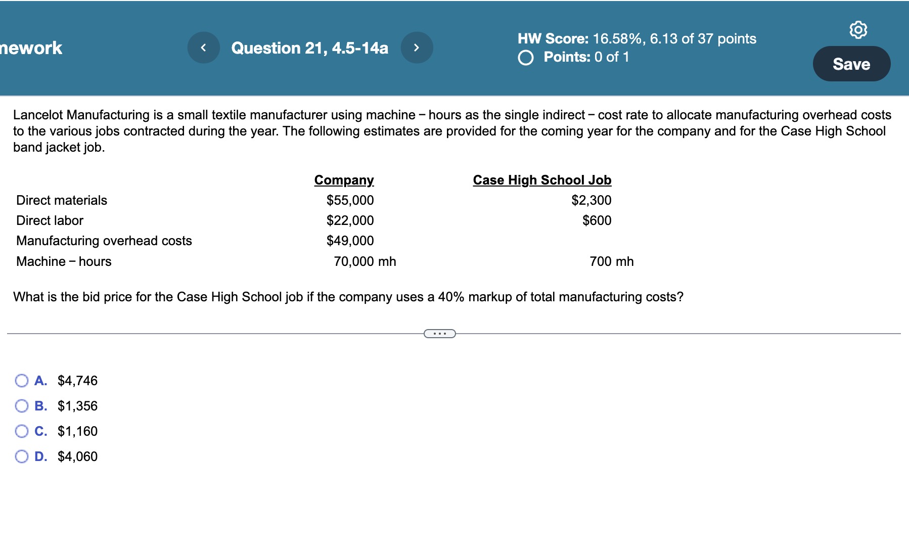 machine hours as the single indirect - cost rate to allocate manufacturing