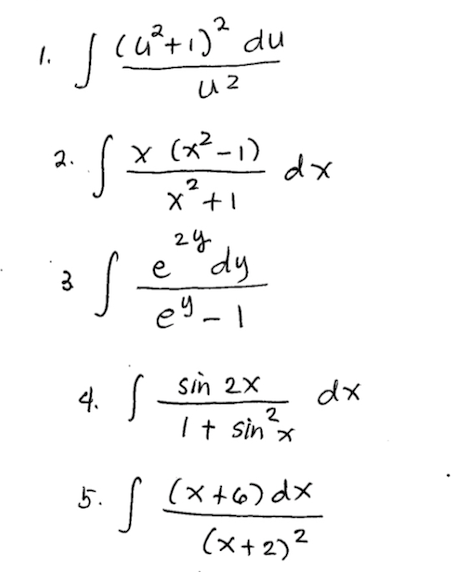  1. ( U + 1 ) 2 du U2 2 .