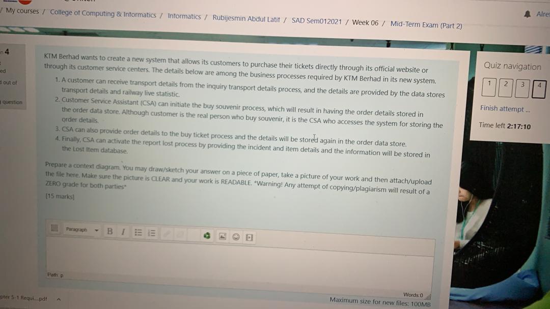 SAD Sem012021 / Week 06 / Mid-Term Exam Identify which of the