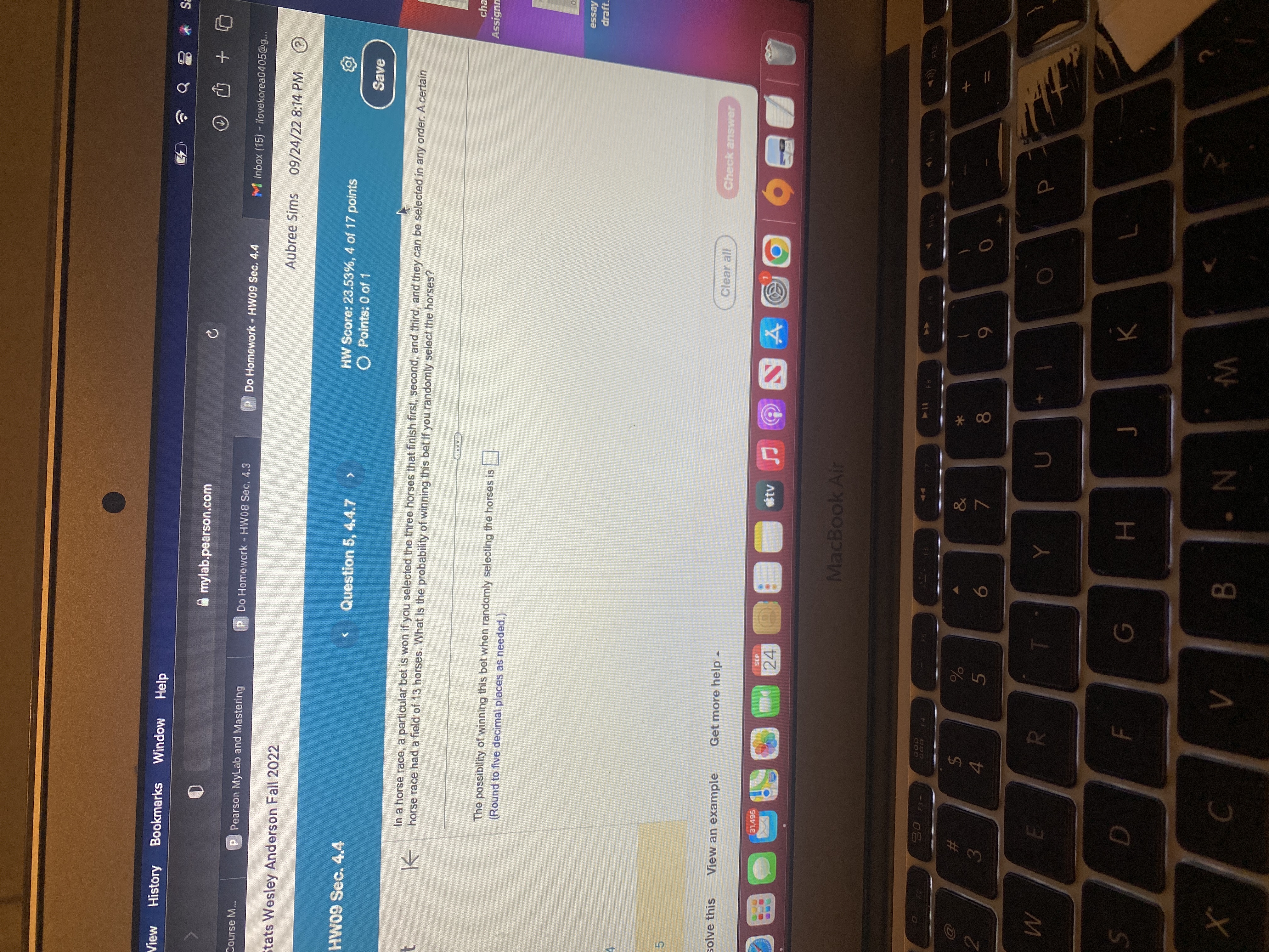 History Bookmarks Window Help S mylab.pearson.com + Course M.. P Pearson