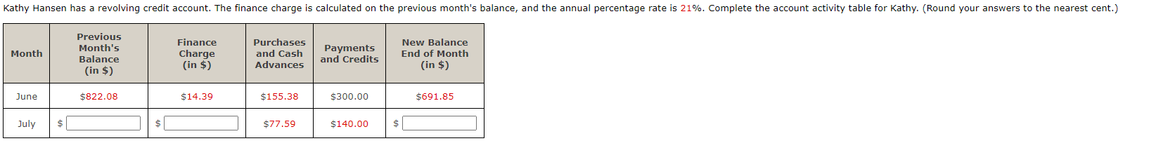 on the previous month's balance, and the annual percentage rate is 27%.