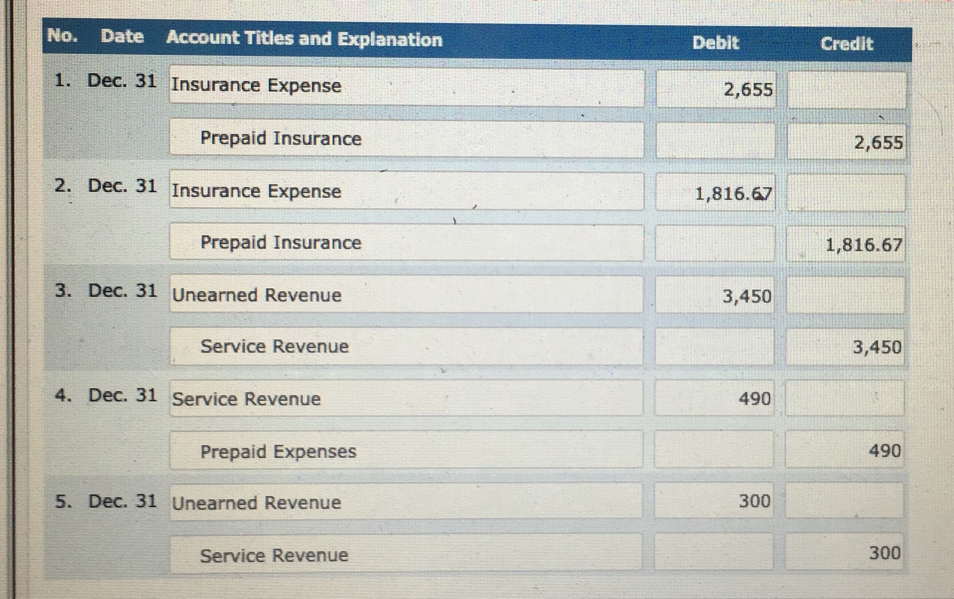 any prepaid expenses are initially recorded in asset accounts. Assume that any