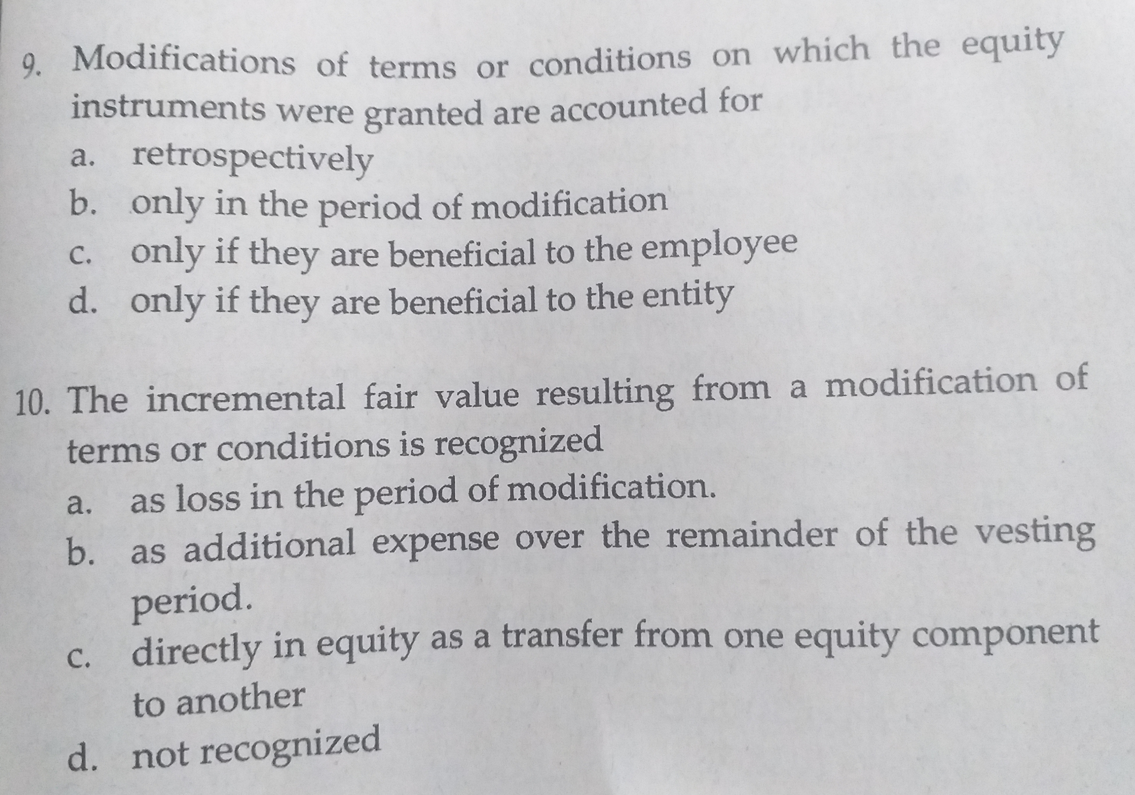 MULTIPLE CHOICE - THEORY 1. When a share-based payment transaction is with