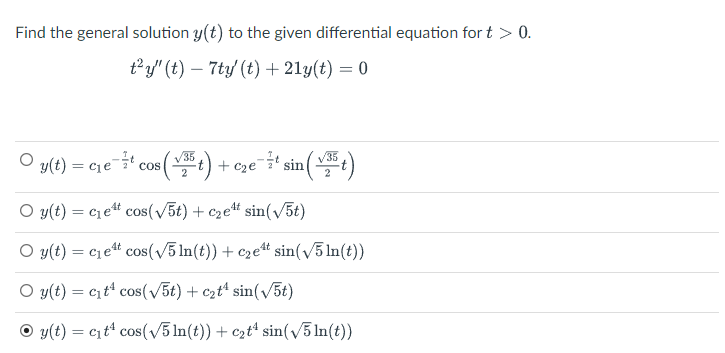  Find the general solution y(t) to the given differential equation for