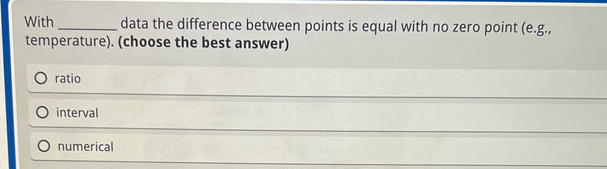  With data the difference between points is equal with no zero