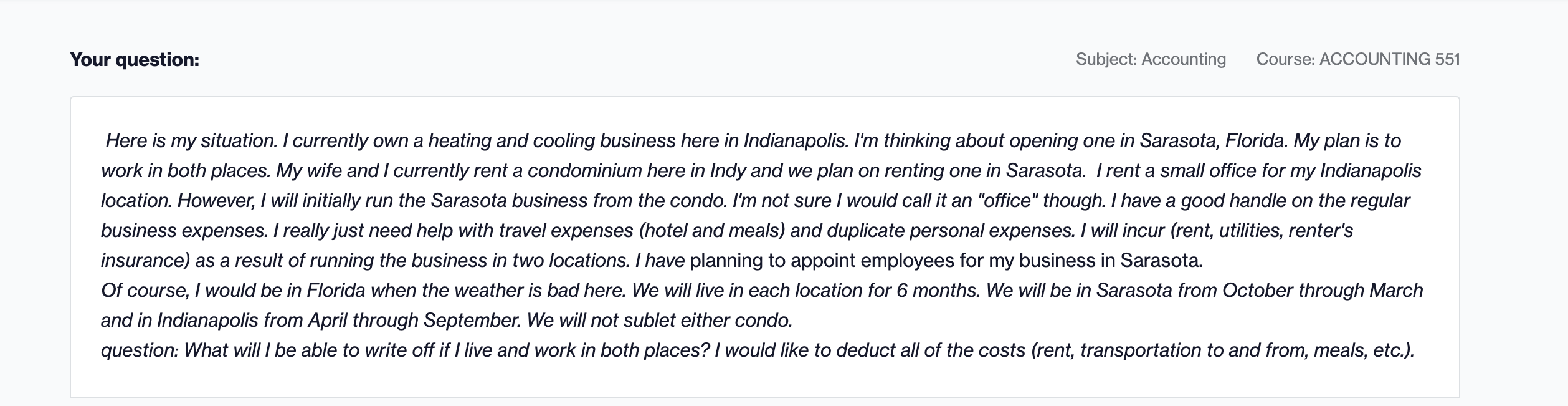 Here are the client situation and format examples of the file memo.