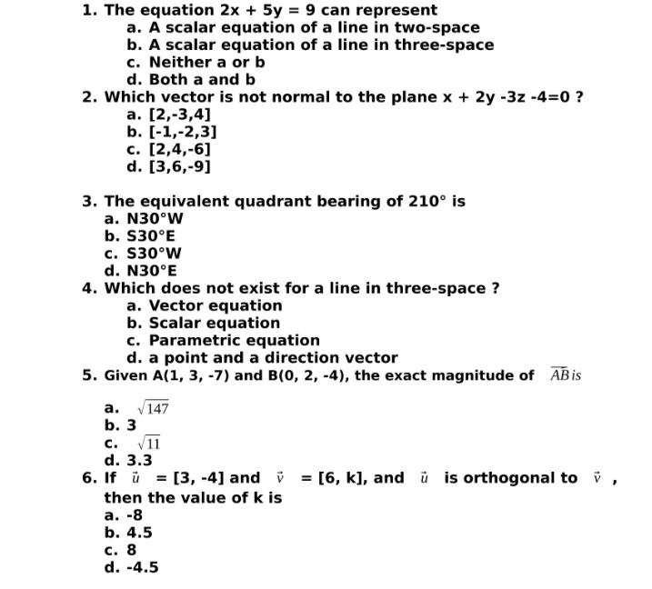 . 1. The equation 2x + 5y = 9 can represent a.