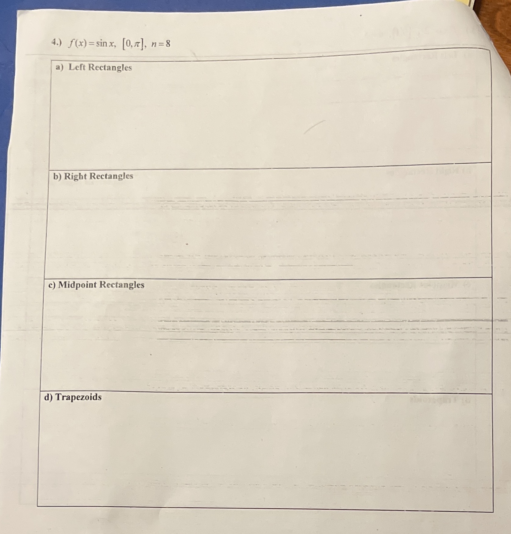 Can you solve using Riemann Sums. Solve A BC D. Please show