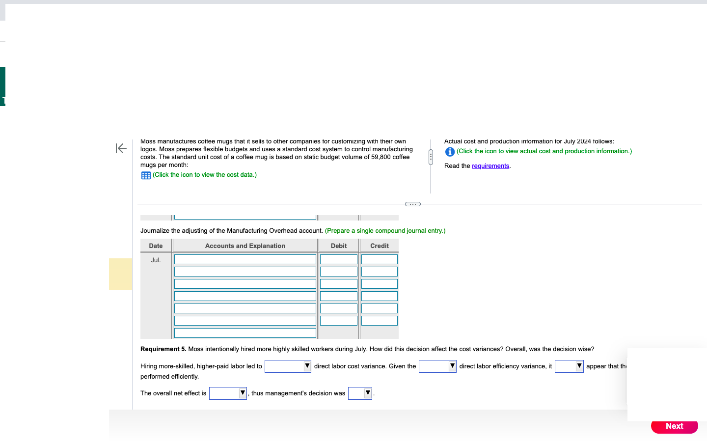 actual cost of $0.17 per lb. Manufacturing Overhead ly 20 toduction ir