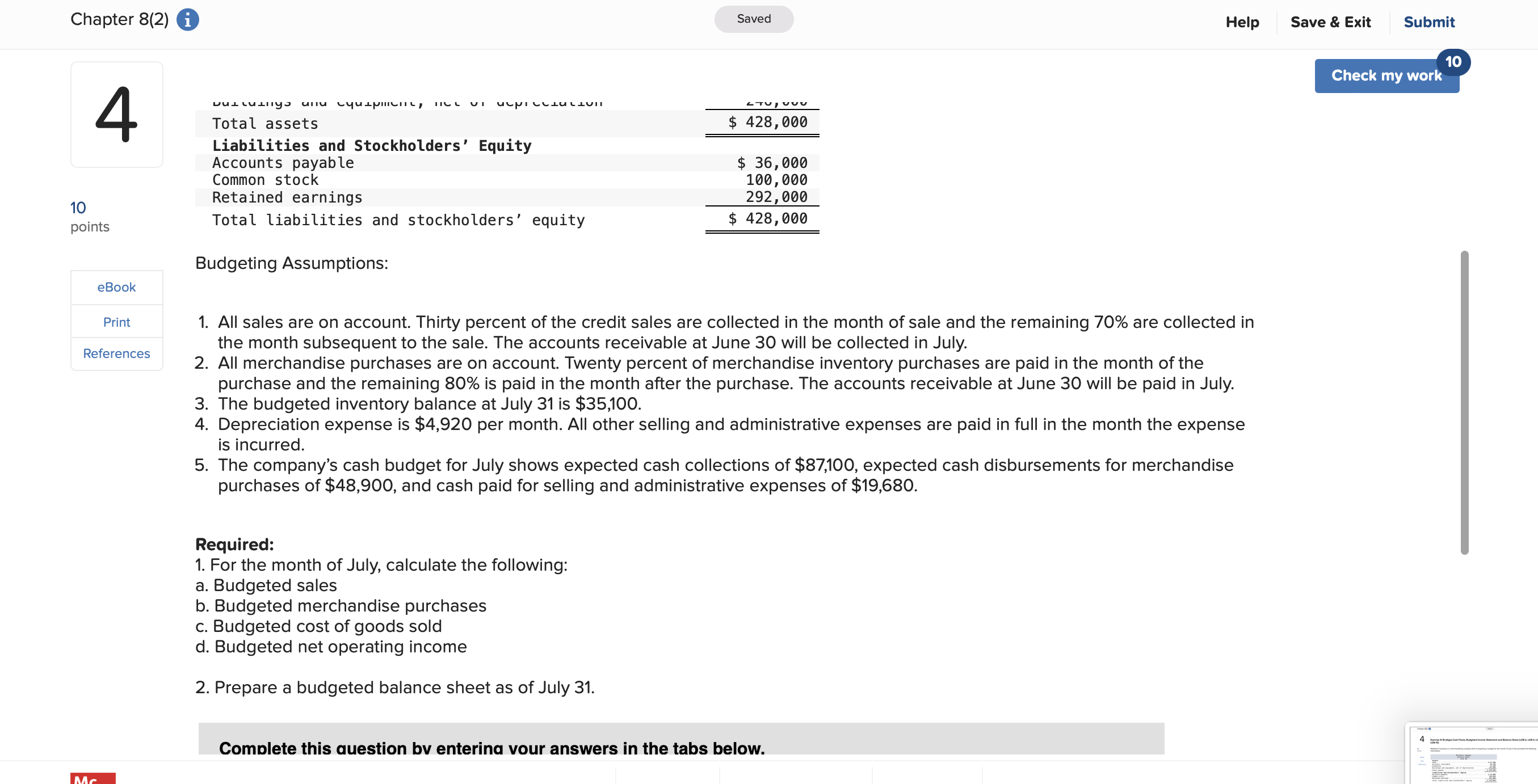96, 000 Accounts receivable 139, 000 Inventory 70, 200 Plant and equipment,
