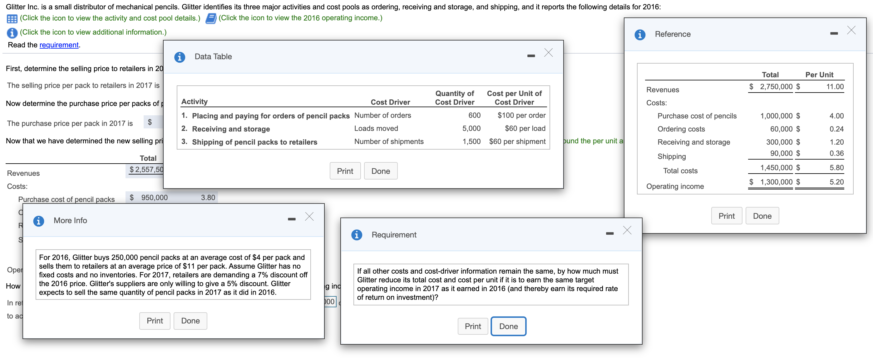 is a small distributor of mechanical pencils. Glitter identies its three major