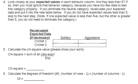  4. Look closely at your expected values in each behavior column.