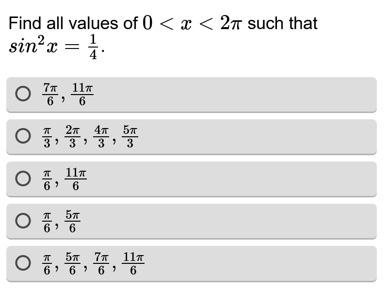 Find all values of 0 < < 27T such that 1 sin