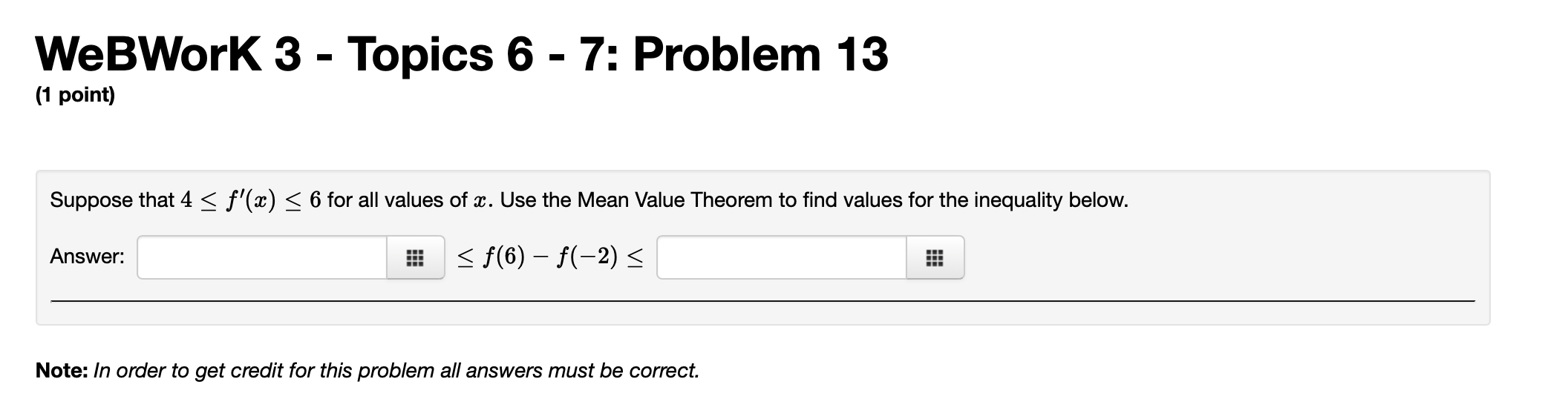 I need help on these 2 calculus questions: WeBWorK 3 - Topics