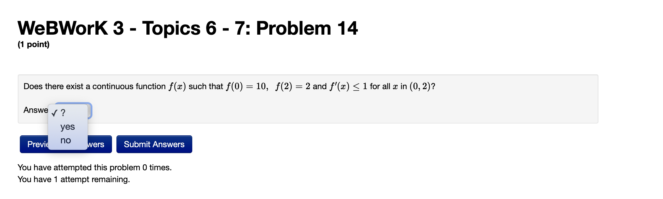 6 - 7: Problem 13 (1 point) Suppose that 4 g f