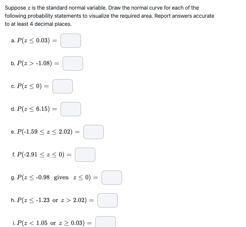 Suppose a is the standard normal variable. Draw the normal curve