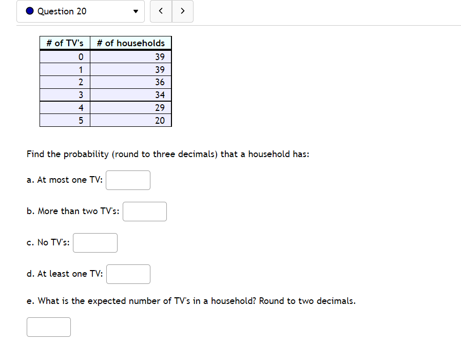 ) # of homes (f) P(X) X . P(X) 0 19 7