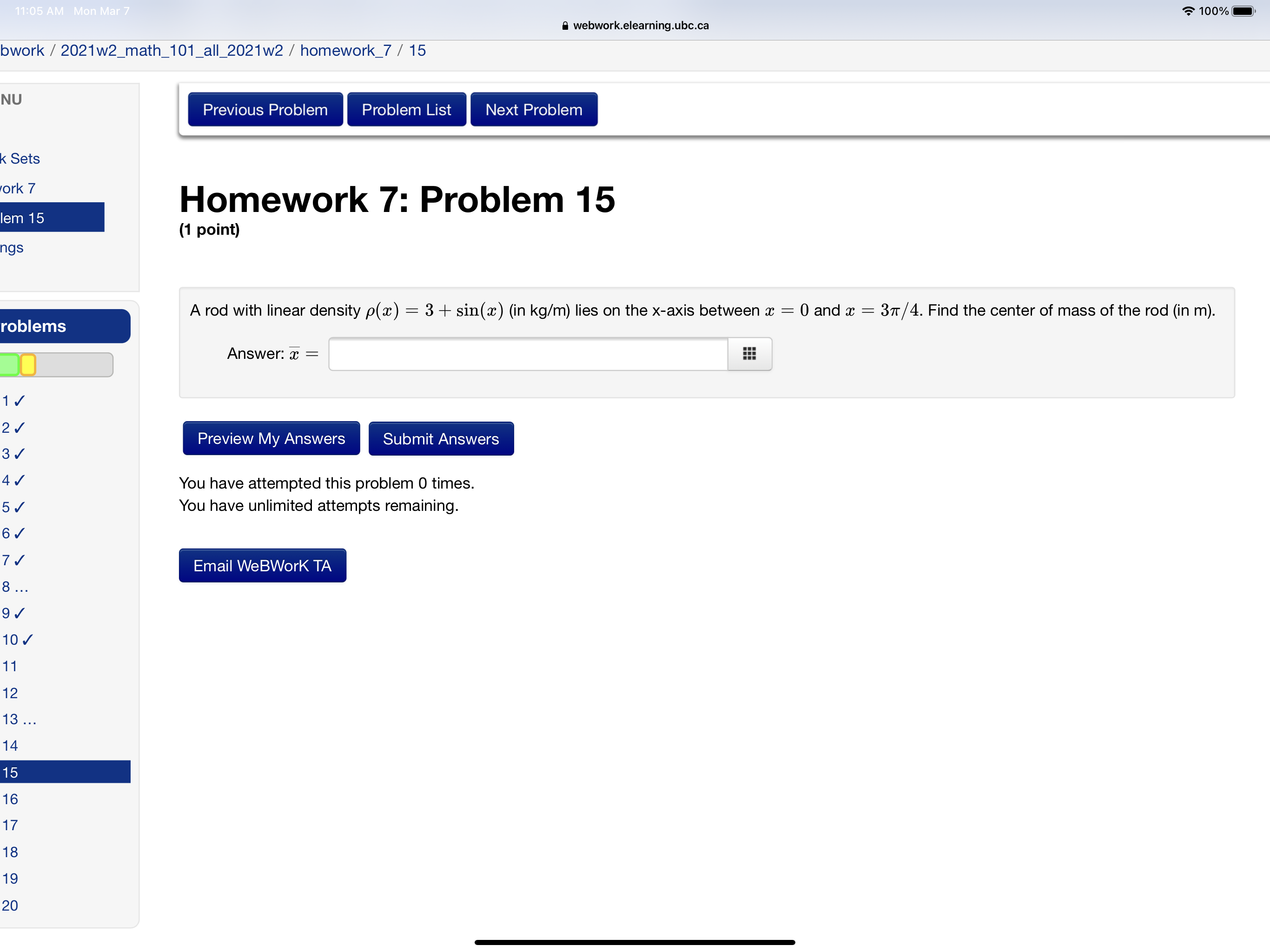 attempts remaining. Email WeBWorK TA '5' 100% E} a webwurk.elearning.ubc.ca Sketch the