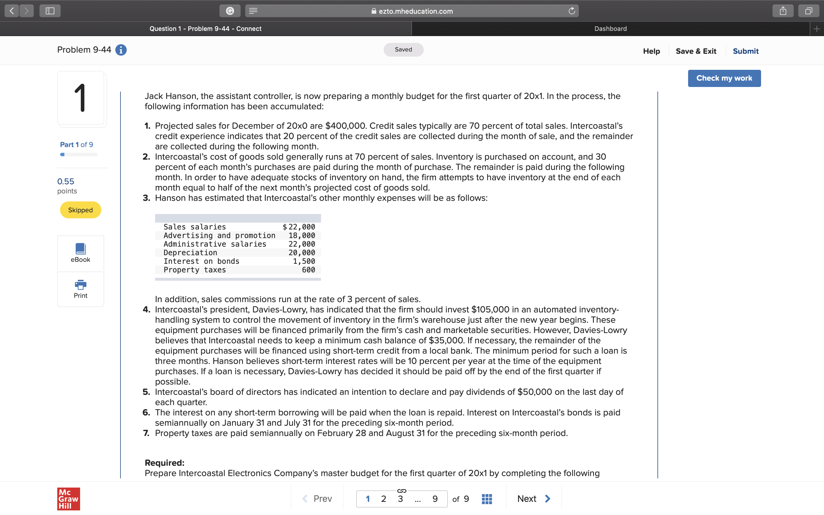 o Sal/ed Help Save 8. Exit Submit 1 0 Part 1 of