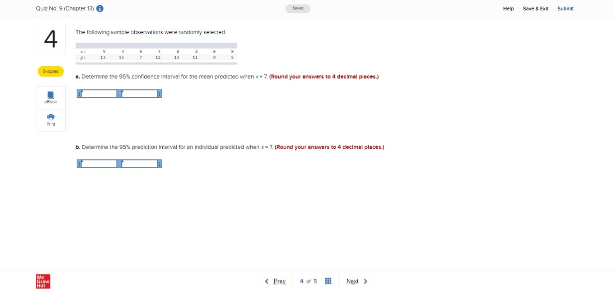  Quiz No. 9 (Chapter 13) @ Saved Help Save & Exit