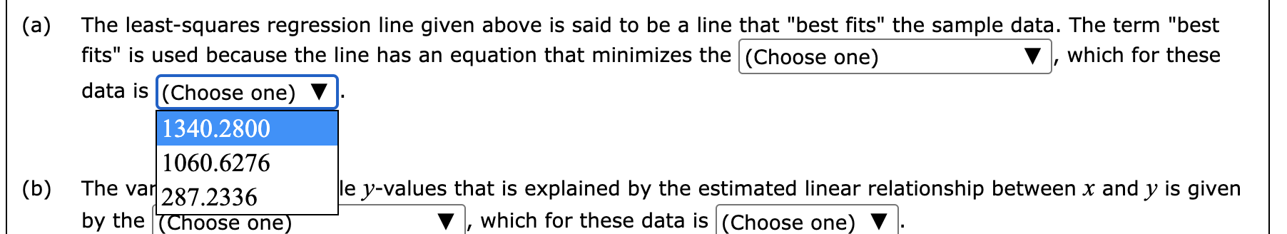least-squares regression line for the data. The equation for this line is
