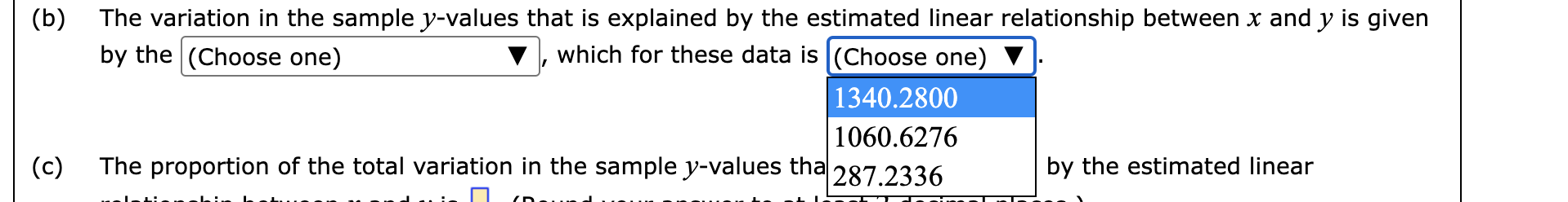 observed y-values, the mean y of these values, and the values y