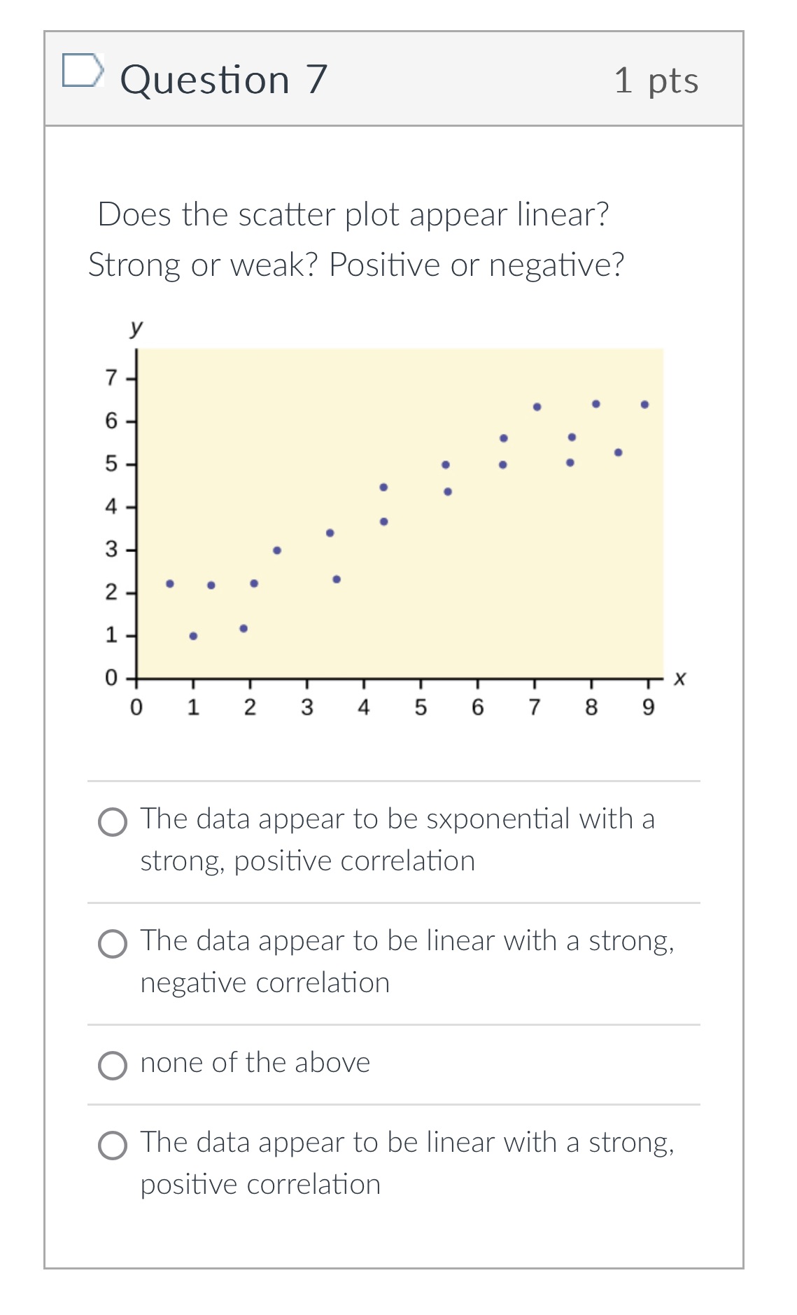 What is the correct choice for question 7 D Question 7 1