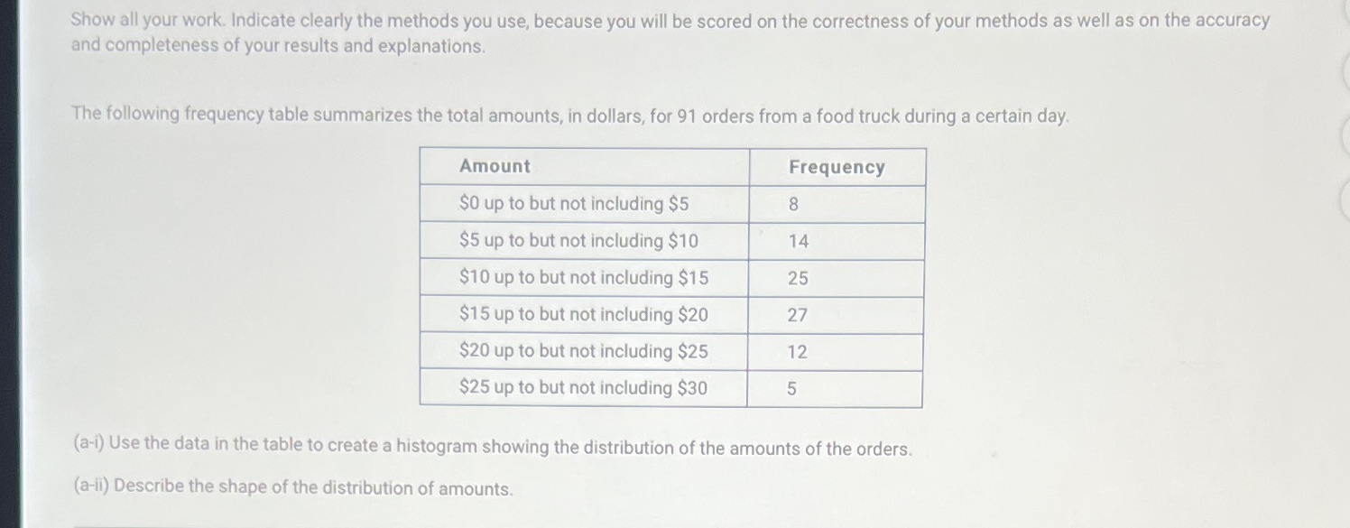  Show all your work. Indicate clearly the methods you use, because