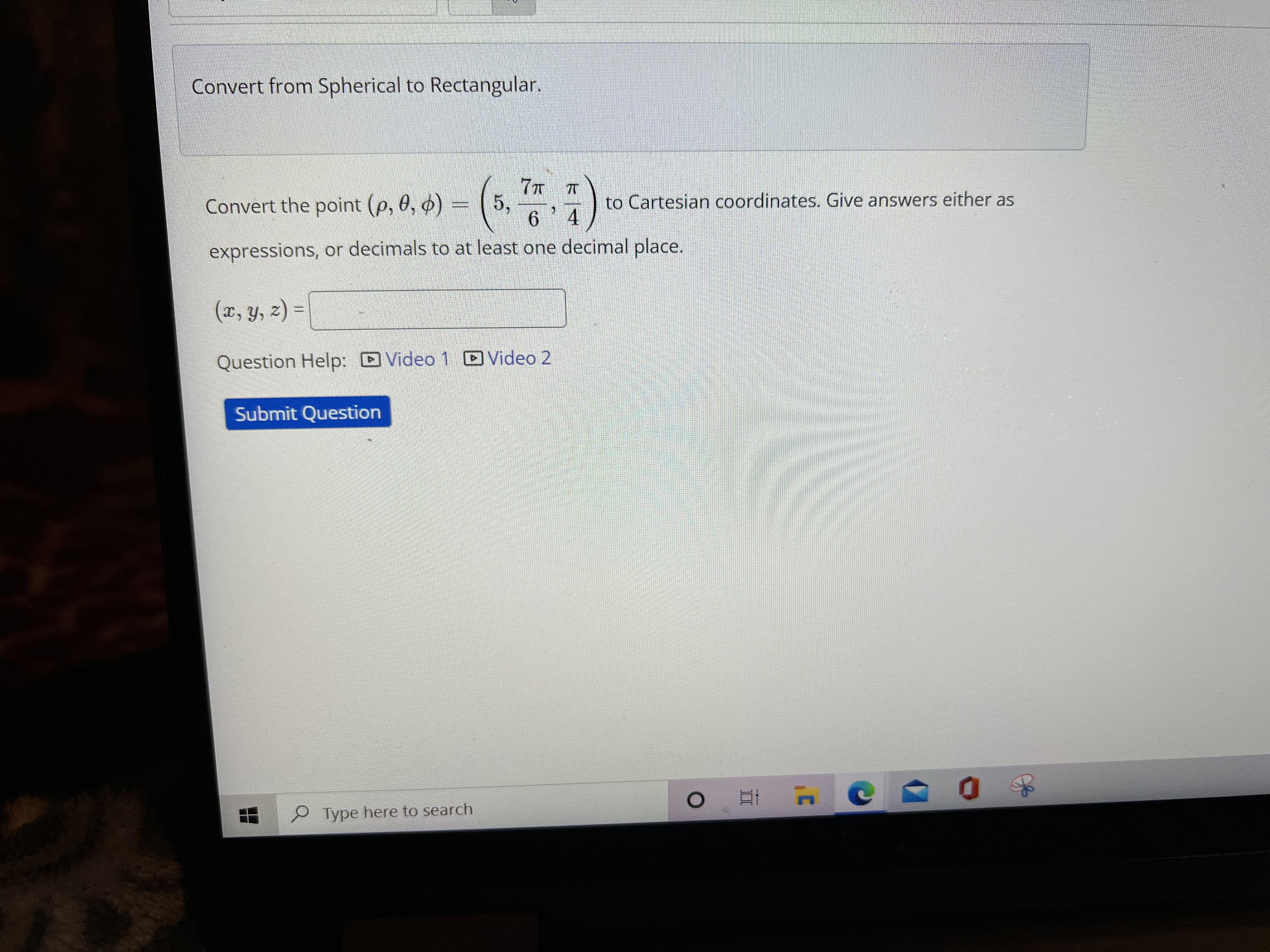 decimal place. ( p, 0, $) Question Hel Basic Funcs Trig Submit
