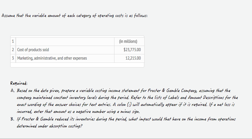 Descriptions). Then fill out the blank in picture 4(Variable Costing Income Statement)