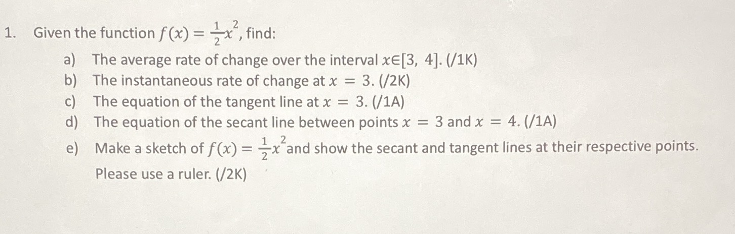  1. Given the function f (x) = , x , find: