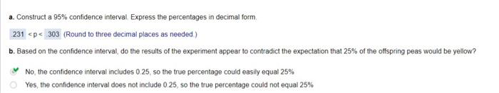 all works. A genetic experiment with peas resulted in one sample of