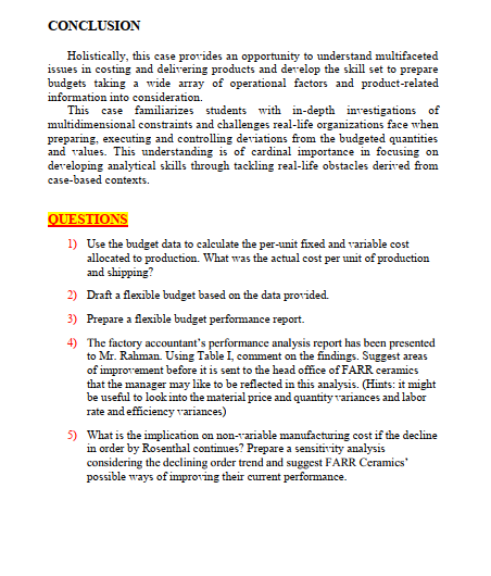 INTRODUCTION This case study is based on a manufacturing company called FARR