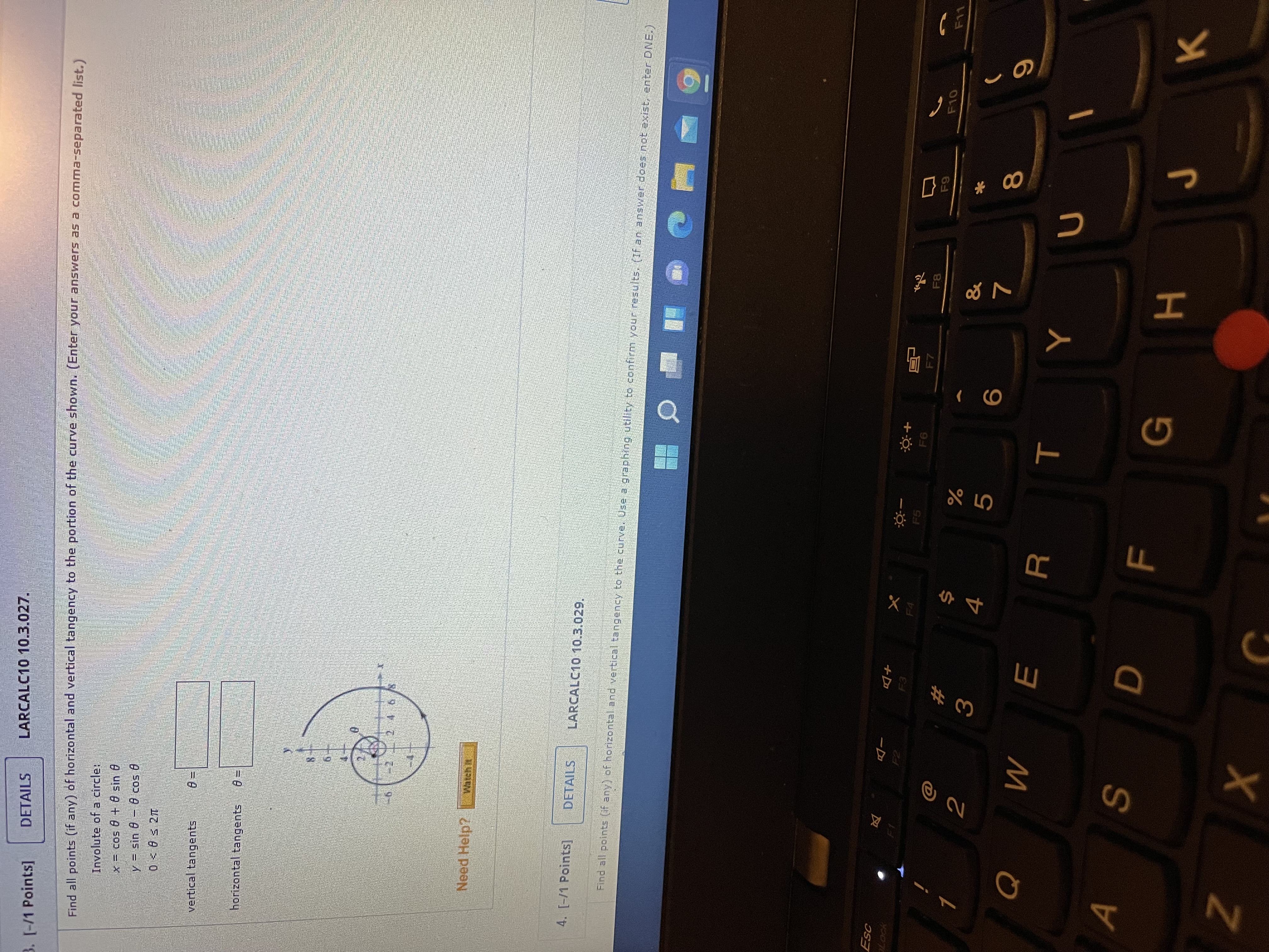 Find dy/dx. x = 12, y =9 - 8t dy = dx