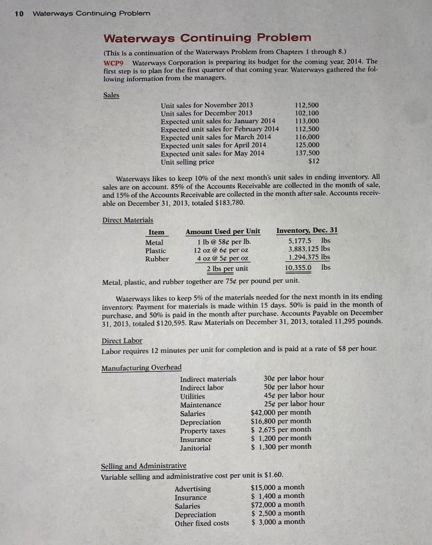  10 Waterways Continuing Problem Waterways Continuing Problem (This is a continuation