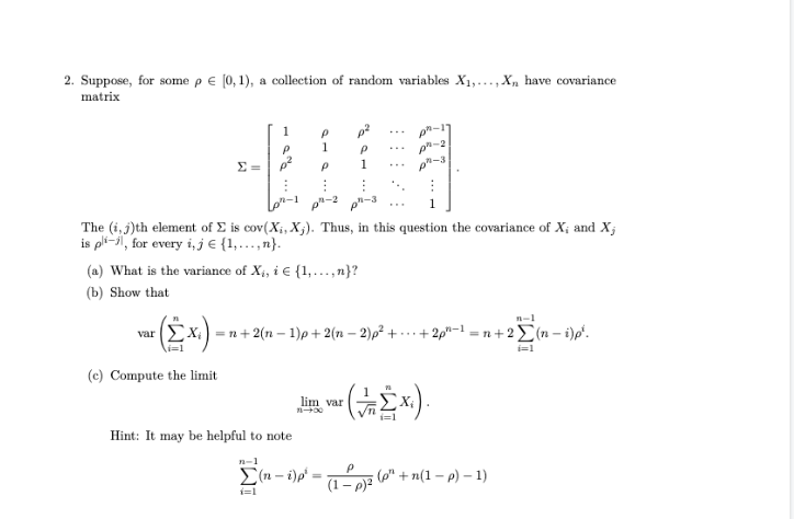 2. Suppose, for some p E [0, 1), a collection of