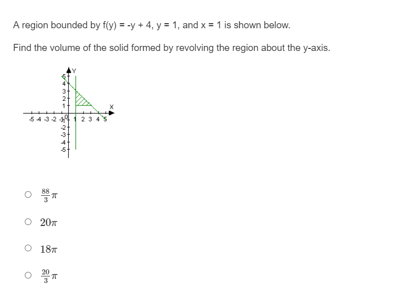 formed by revolving the region about the xexis. A region bounded by