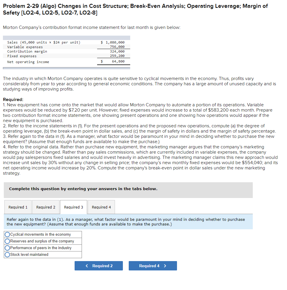 259,266 Net operating income $ 54,866 The industry in which Morton Company