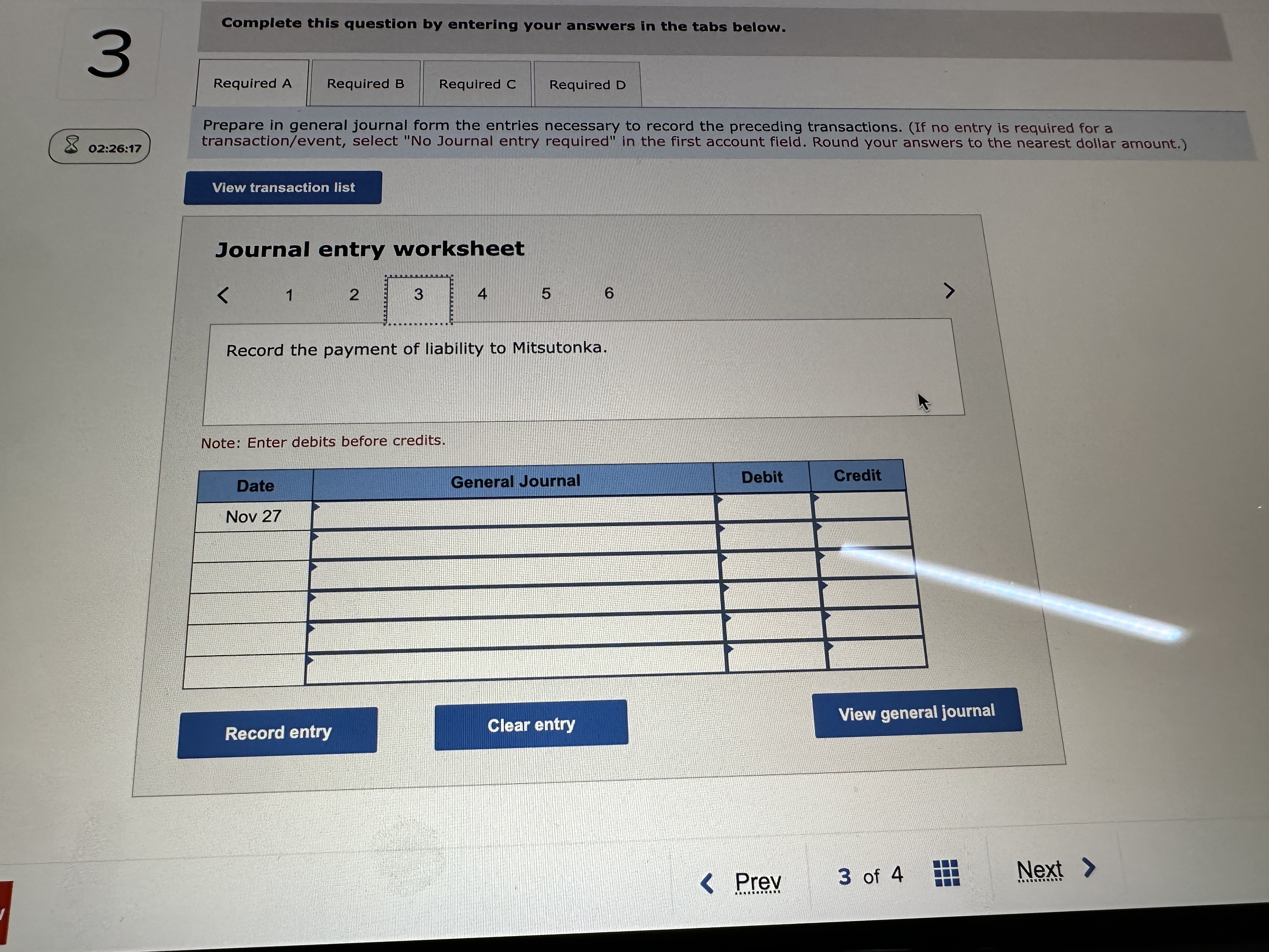 in general journal form the entries necessary to record the preceding transactions.