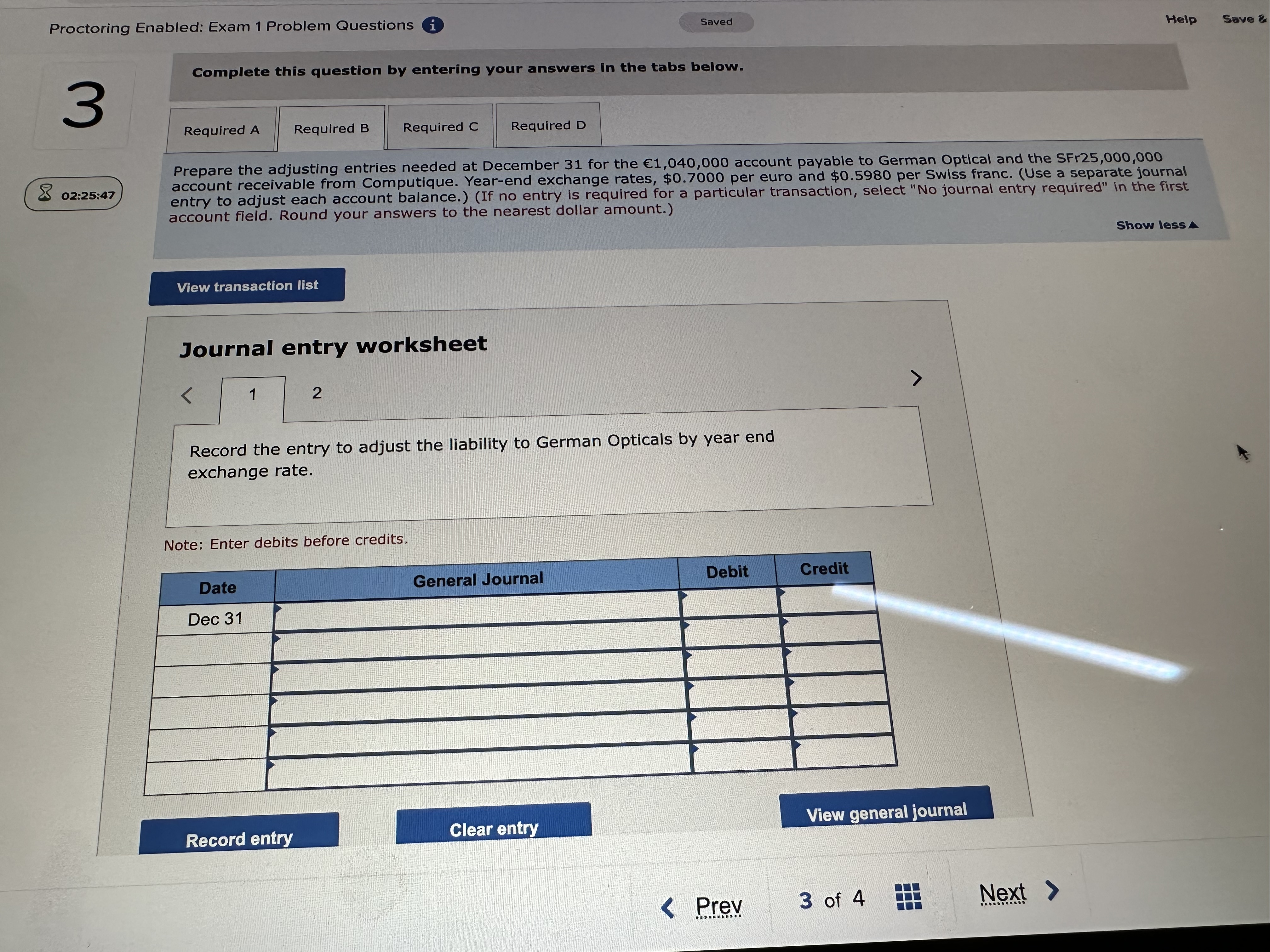 (If no entry is required for a 02:26:25 transaction/event, select "No Journal