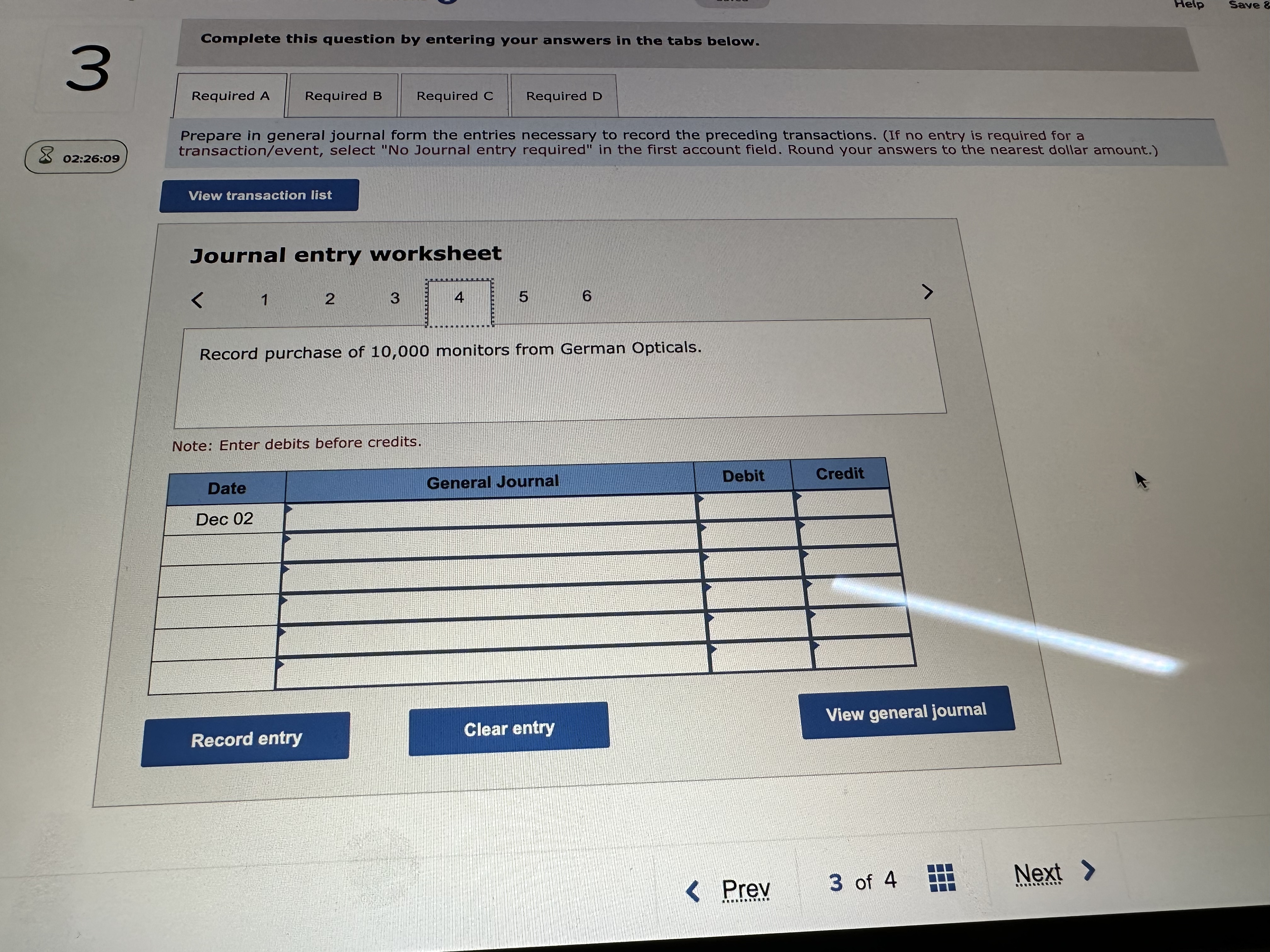 entry required" in the first account field. Round your answers to the