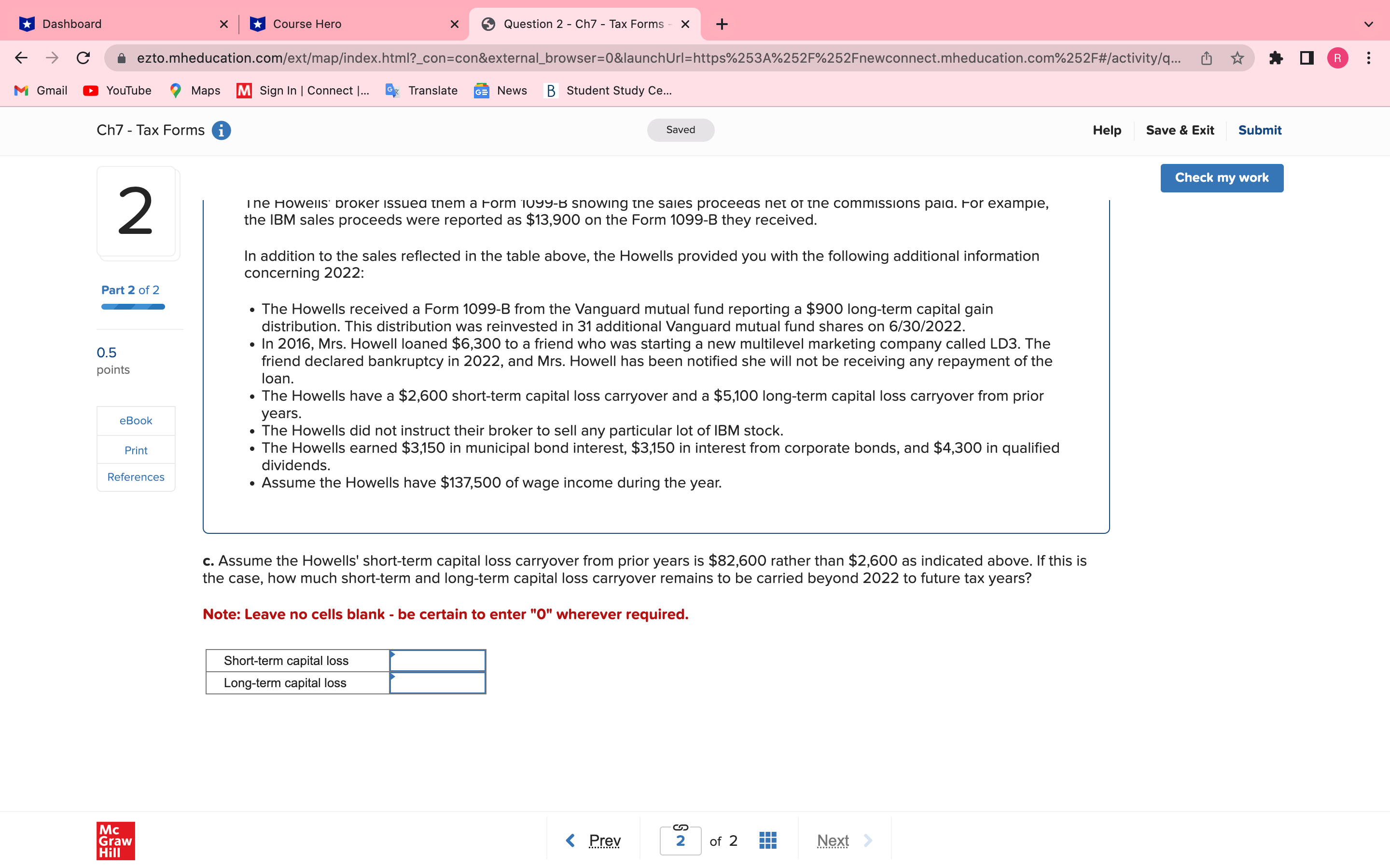 InlConnectl... k Translate News B Student Study Ce... Ch7 Homework 0 Saved