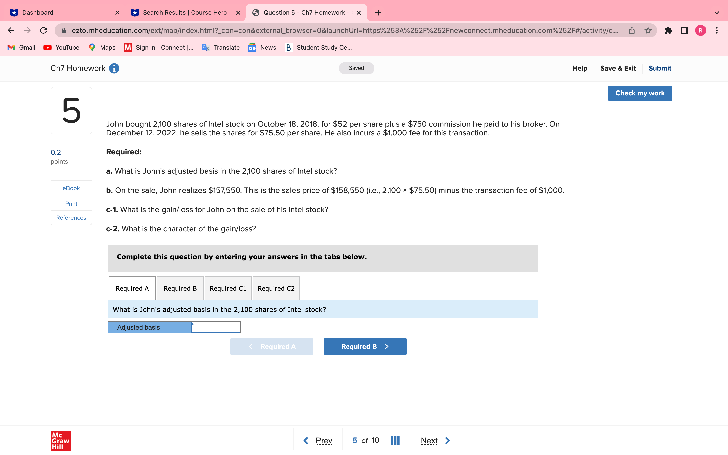 Help Save& Exit Submit Check my work John bought 2,100 shares of