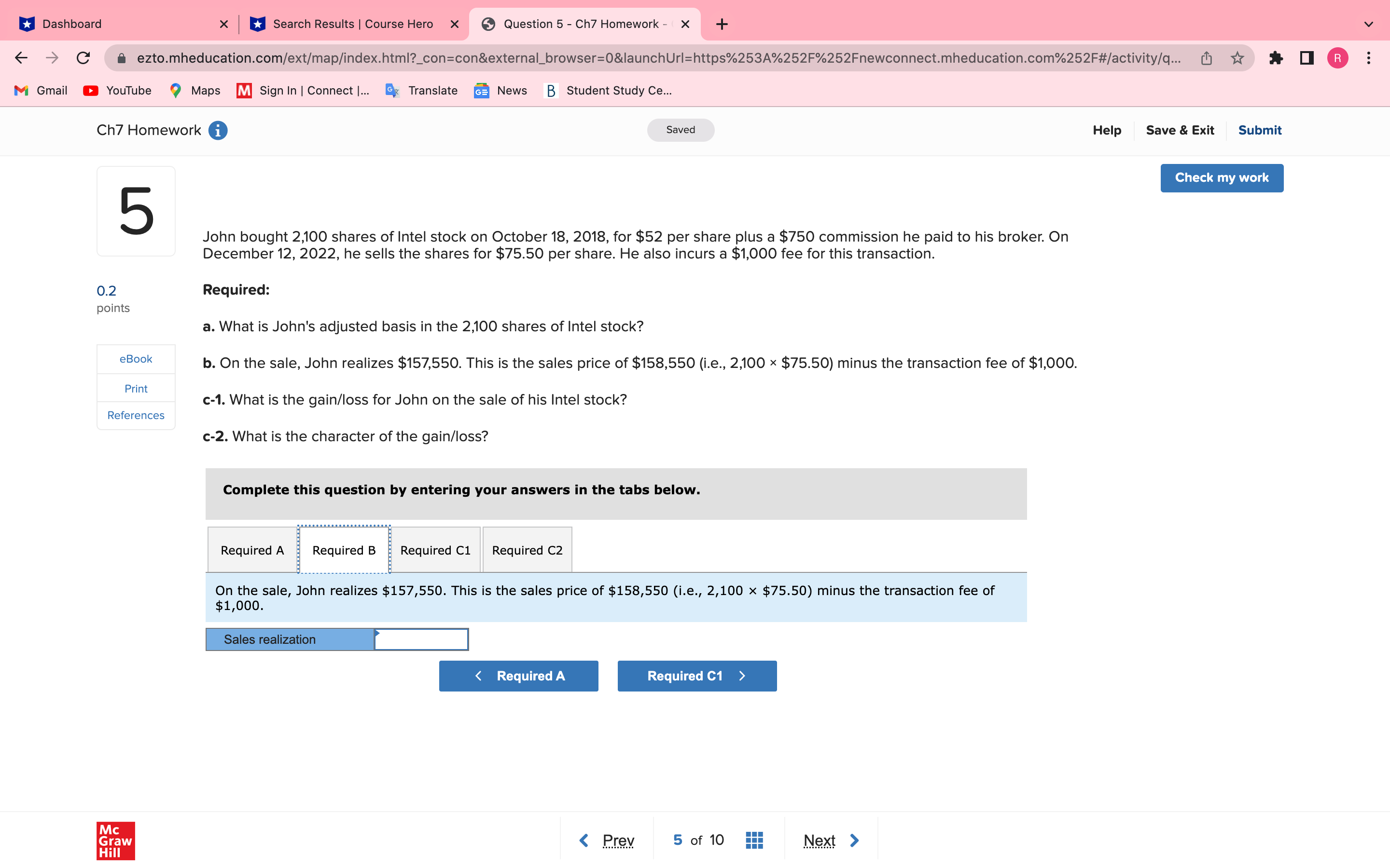 Intel stock on October 18, 2018, for $52 per share plus a