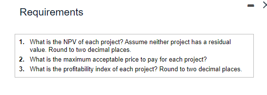 12% on investments of this nature. Project B: Costs $385,000 and offers