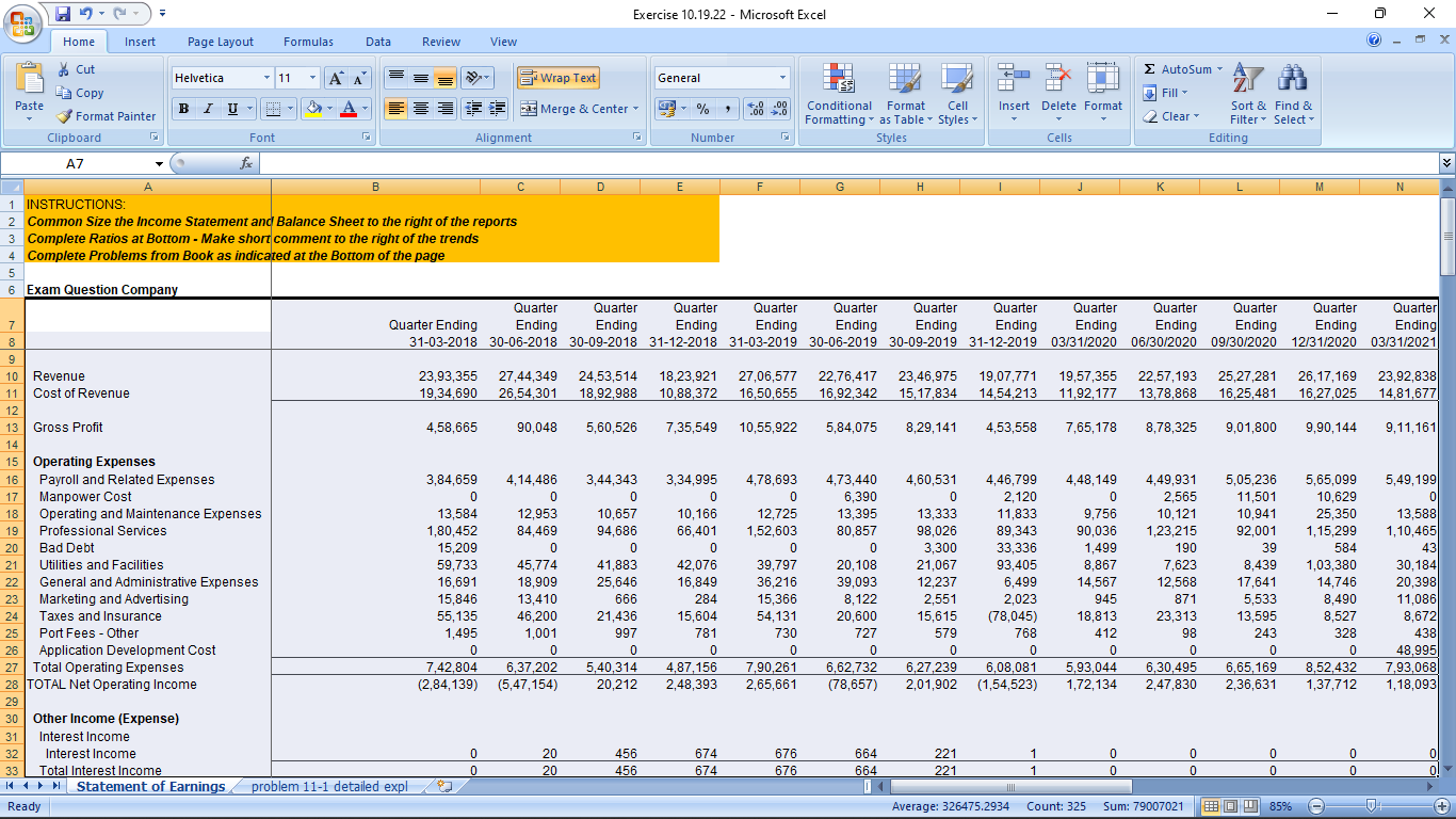  Exercise 10.19.22 - Microsoft Excel X @ - X Home Insert