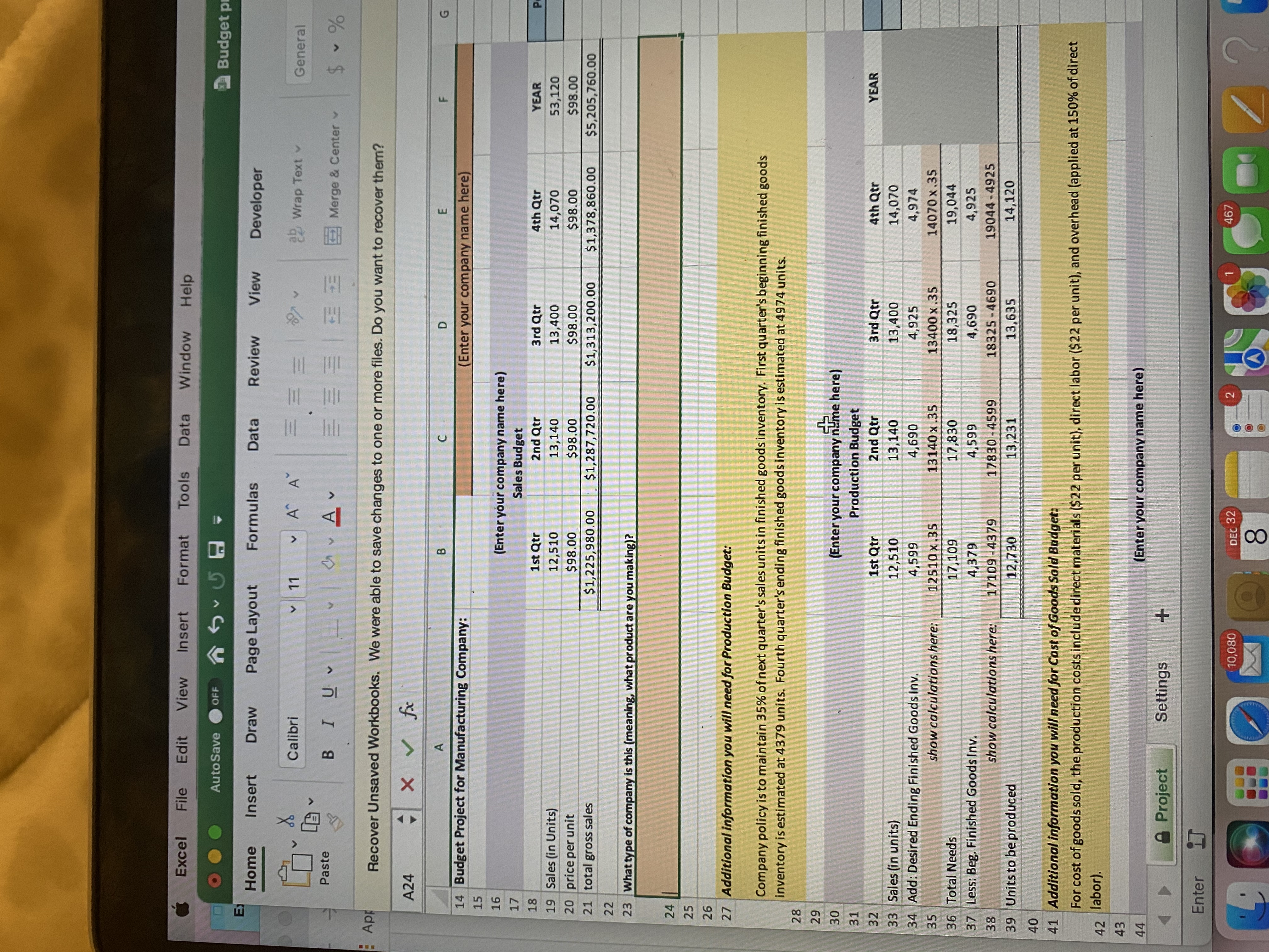 Auto Save OFF Budget Home Insert Draw Page Layout Formulas Data Review