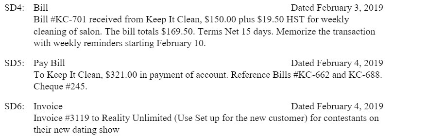 SD4: Bill Dated February 3, 2019 Bill #KC-701 received from Keep